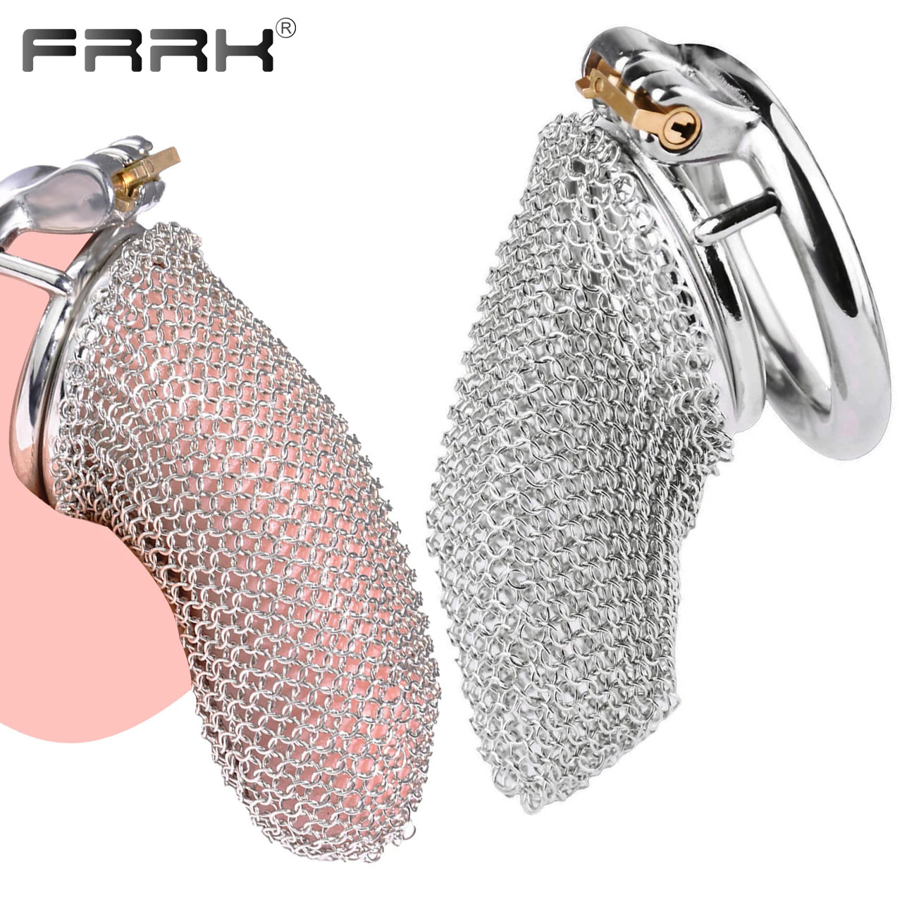 FRRK Large Cock Armor Mesh Stainless Steel Male Chastity Cage Intimate BDSM Adults Sex Toys Shop For Men 250507