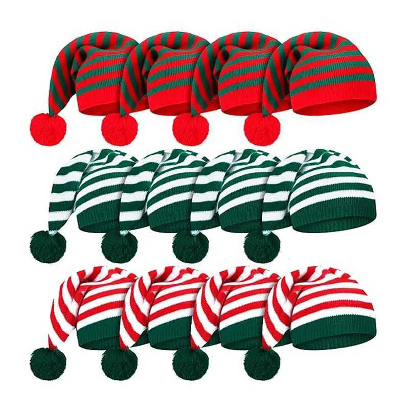 Stripe knit Christmas Hat Xmas Winter Red Hat For Woman And Man Unisex 2025 New Year Festive Party Supplies Gifts H251115-image-1084812675