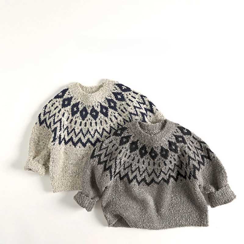 Sweater Lazy Jacquard Korean Autumn and Winter Childrens Sweater New Style Pullover Knitting Casual Fashion C251115-image-1084780576