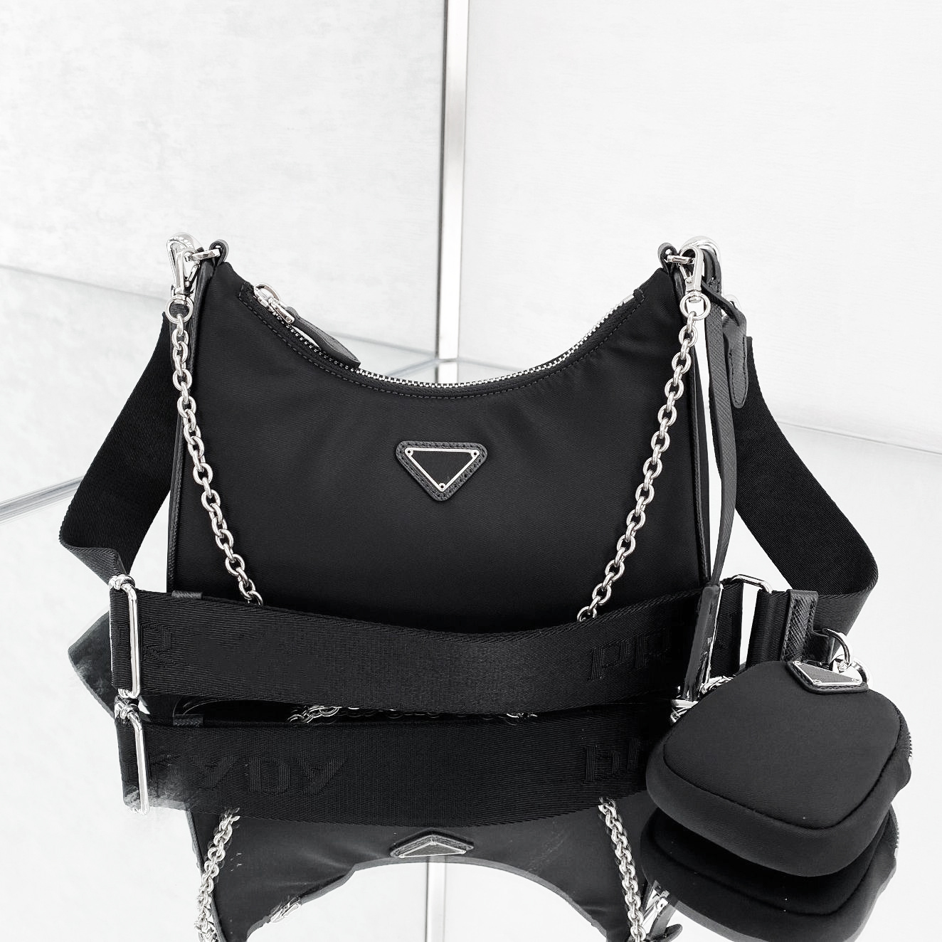 Designer Bag Shoulder Bag Purse Crossbody Ladies Leather Moon Bag Armpit Bag Fashion Mini Half Moon Hobo Handbag Classic 3 in 1 Zipper Closure Black
