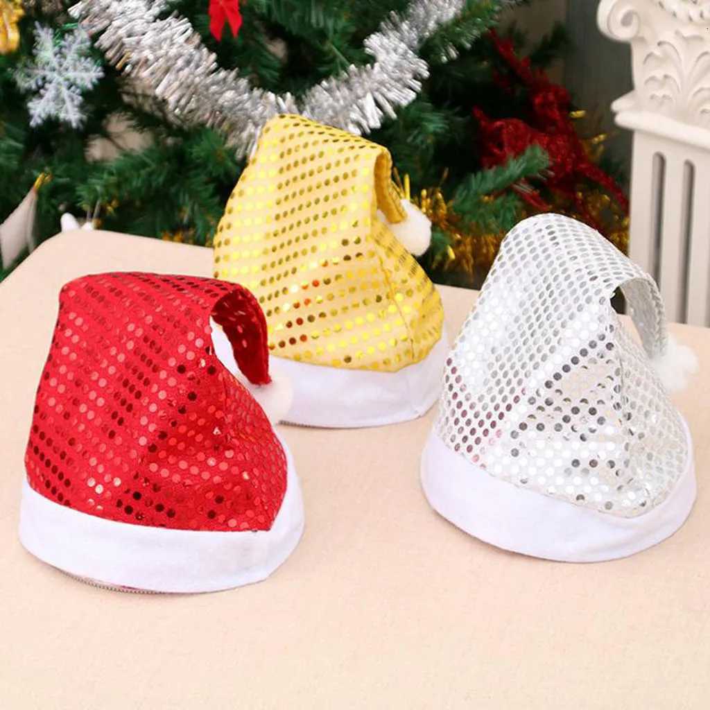 Sequined red Christmas party hat with gold sequined balls Christmas hat silver sequined parent-child Christmas party hat H251115-image-1084812547