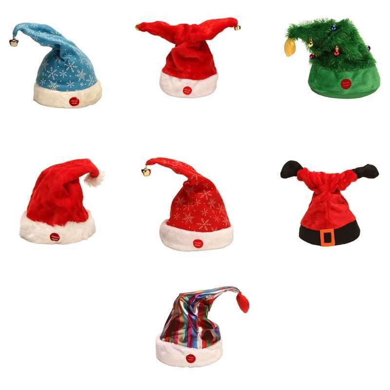 Electric Christmas Hat Singing Santa Hat Headdress Party Photo Prop Decor H251115-image-1084812582