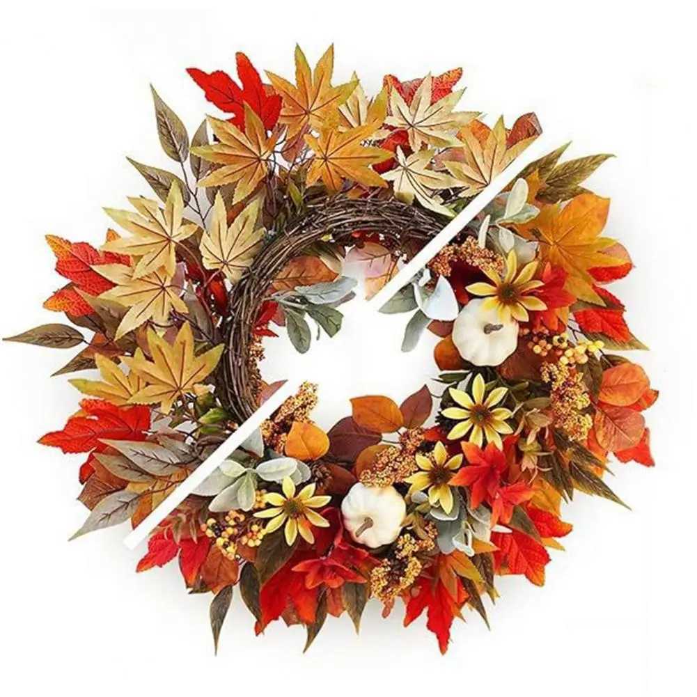 Fall Door Pumpkin Wreath Pumpkin Berry Maple Leaf Wreath Harvest Autumn Door Wreath Autumn Color Maple Leaf Halloween DecorM251115-image-1084783440
