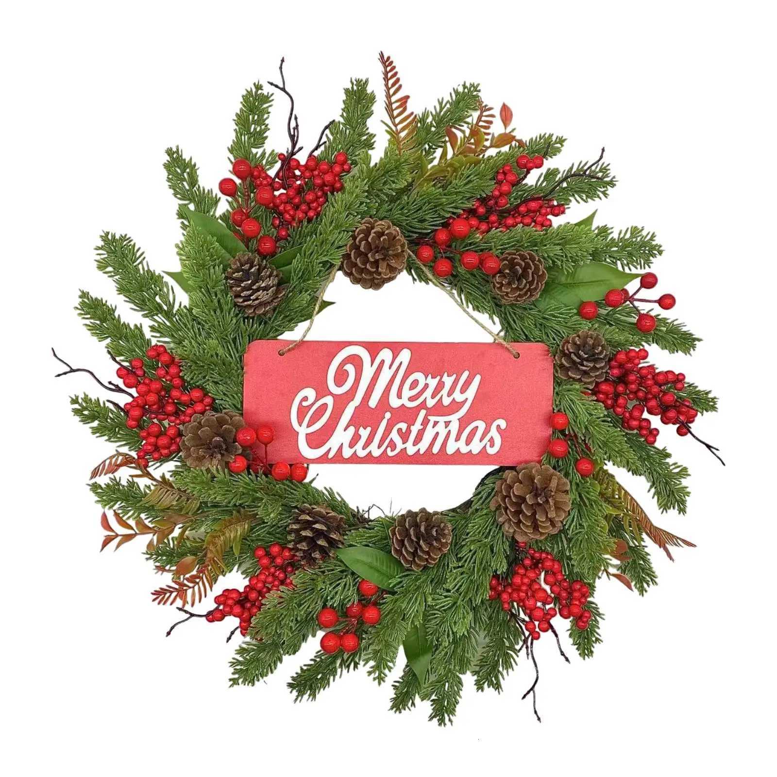50cm Christmas Wreath Xmas Decoration Tree Pendant Artificial Garland for PorchM251115-image-1084783467