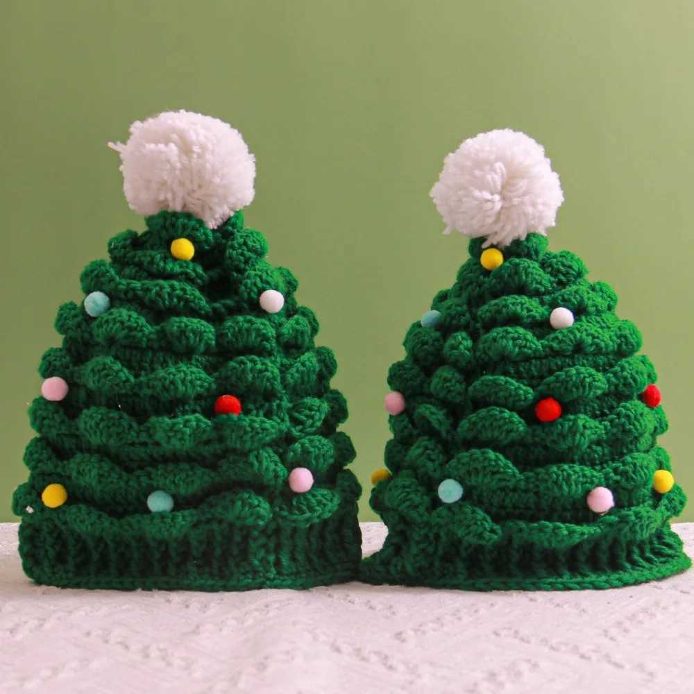 1pc Creative Christmas Tree Knitted Hat Children Adults Party Dressing Handmade Woolen Hat Winter Warm Hat Gift Hat H251115-image-1084810753