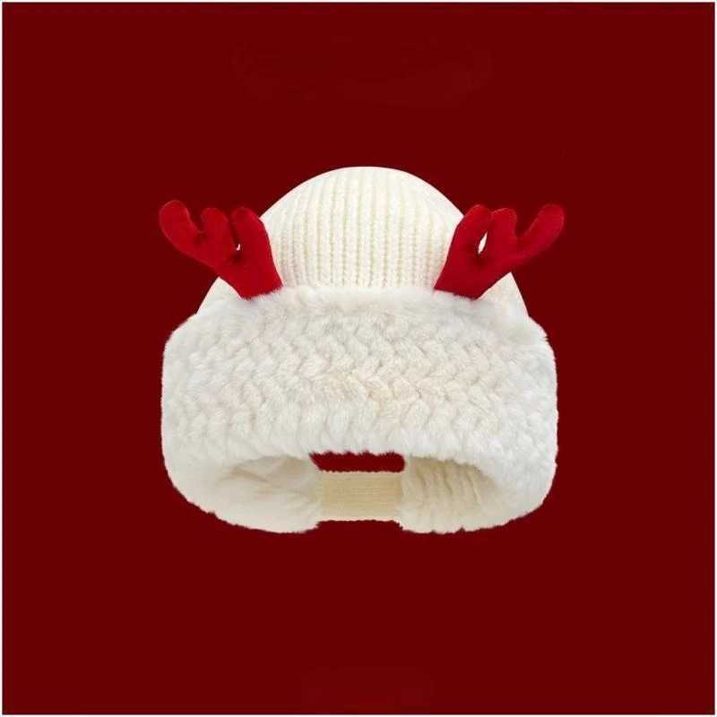 Christmas Cute Antlers Knitted Wool Hat Plush Hat Red Winter Warm Lei Feng Ear Protection Thickened H251115-image-1084811989