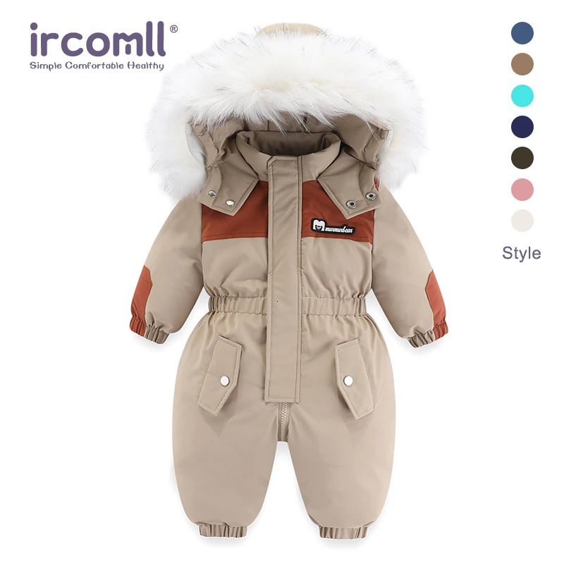 -30 Degree Winter Baby Clothes Overalls Outwear Suits For Infants Baby Ski Suit Thick Baby Jumpsuit Waterproof Hooded For Girls 251112BJ