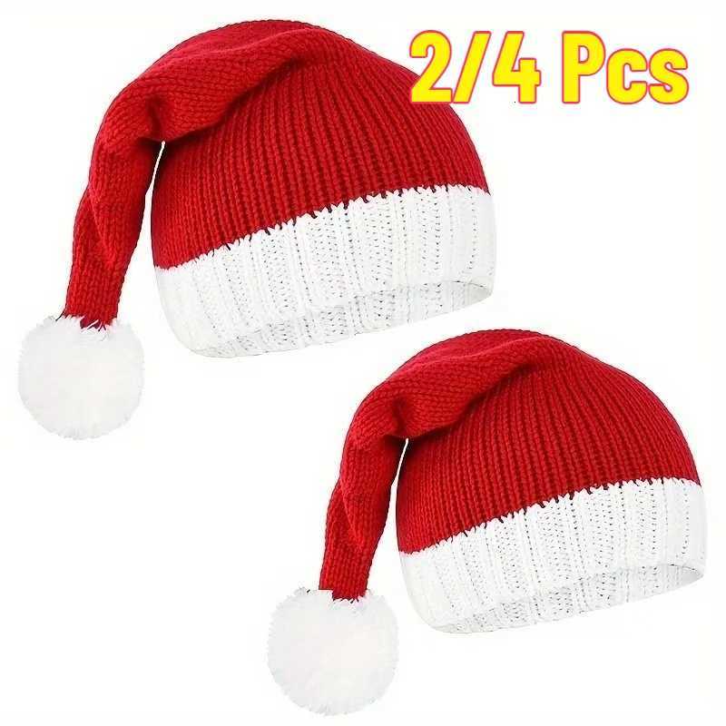 ic Red Christmas Knit HatSanta Claus Festival Headwear for Holiday Outfits2025-2026 New Year GiftSoft Warm Knitted Cap H251115-image-1084812406