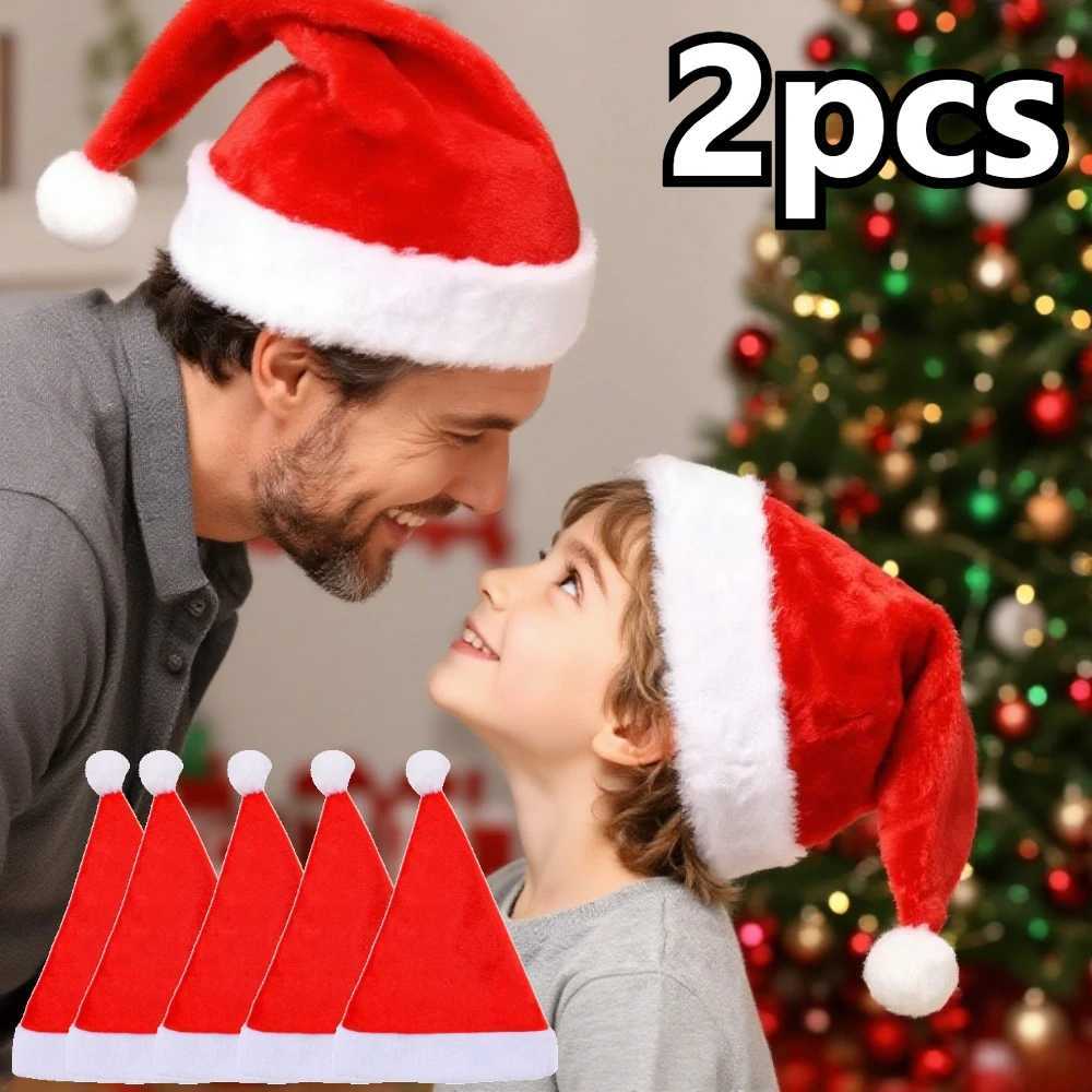 Merry Christmas Hats Non-woven Santa Claus Hats for Adults Kids Red Xmas Caps Women Men New Year Festival Party Decoration Gifts H251115-image-1084811748