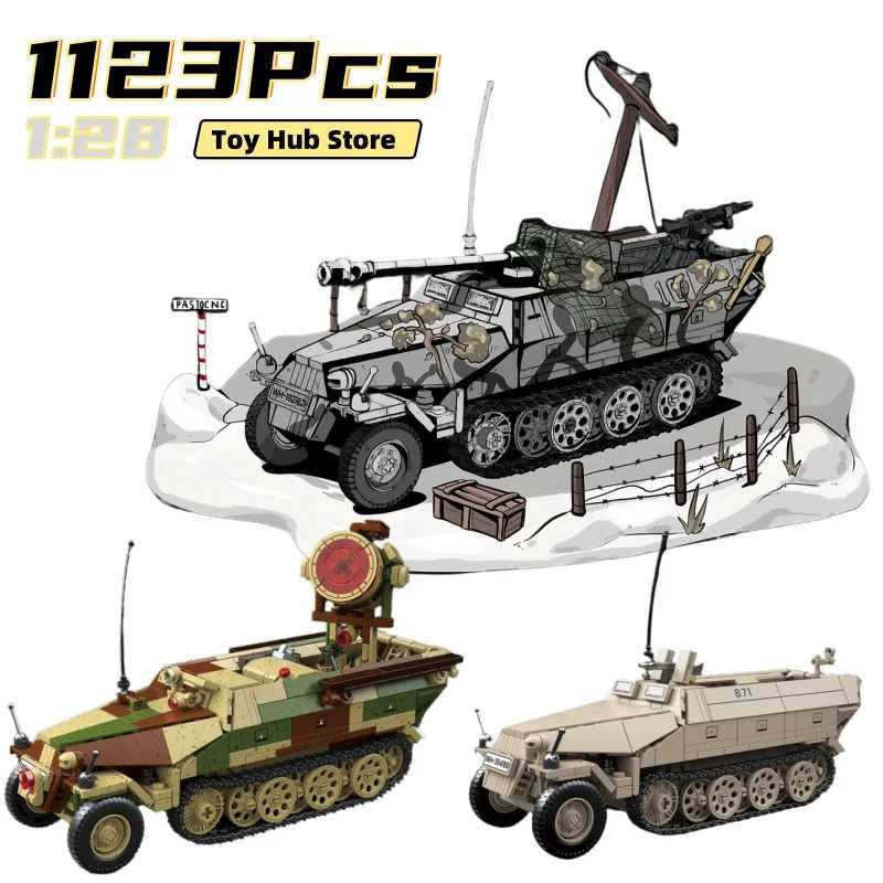 Ww2 Military Tank German Army Moc SdKfz251 Half-track Armored Vehicle Military Hobbyist Building Blocks Brick Collection Model C251118-image-1085146010
