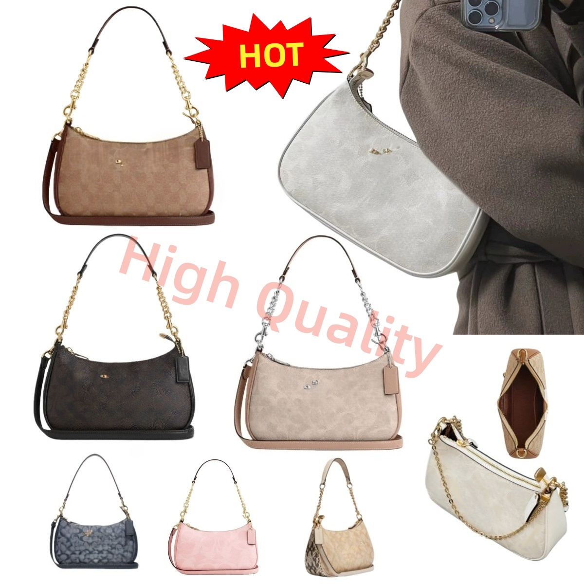 Luxury designer bag teri shoulder bags designer women crossbody bag stylish sac de luxe leather chain lady fashion underarm handbag black white k