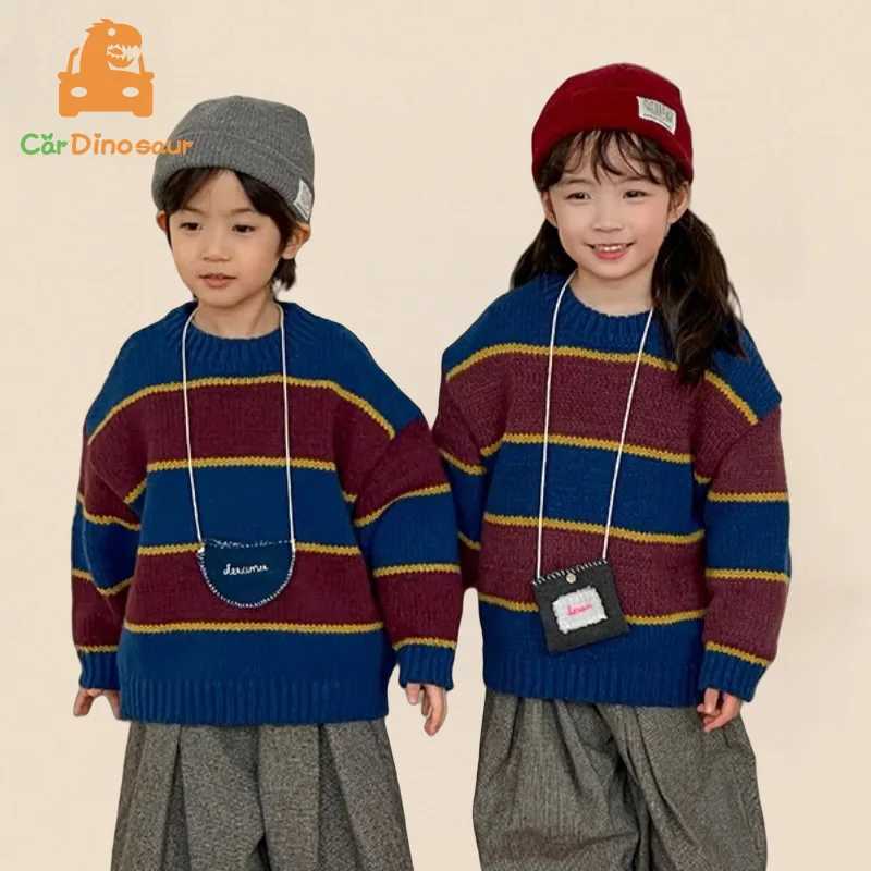 1-12 Year Sibling Girl Boy Brother Sister S-3XL Mom Dad Family Matching Outfits Color Patchwork Striped Winter Kids Baby Sweater C251115-image-1084780010