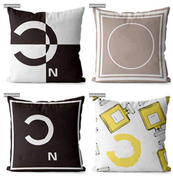 Designer Black and White Throw Letter Printed Home Cover Sofa Decoration Cushion 45 * 45cm Pillow Core Removable-image-1084498658
