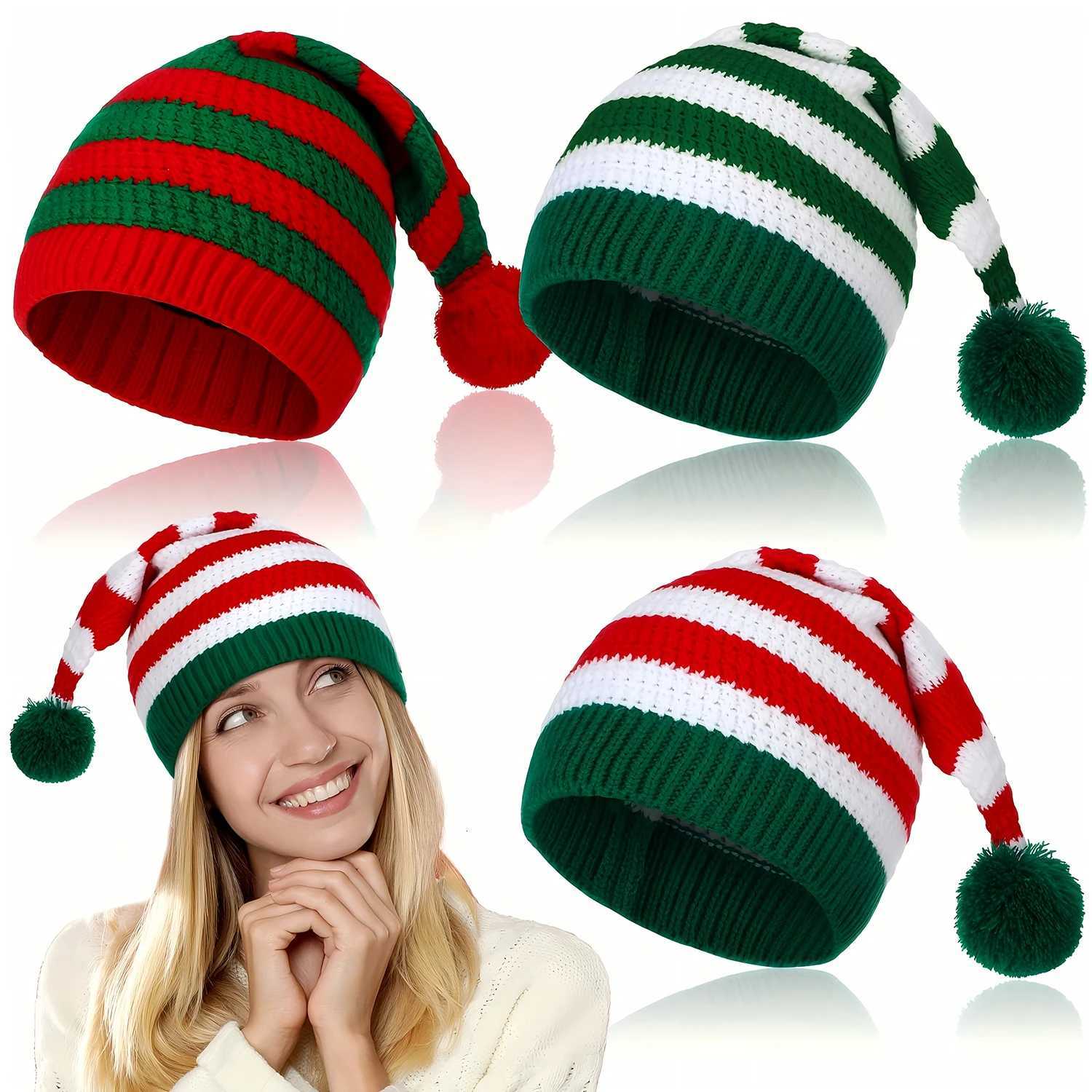 Red Green Christmas Knitted Hat Festival Atmosphere Decor Beanie Cap Unisex Suitable for Giving Friends Best Holiday Party Gift H251115-image-1084811104