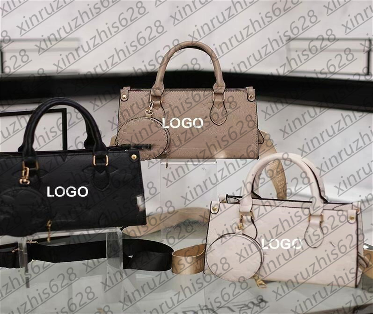 Luxurys Onhe Go MM Leopard Designer Tote Sac femme sac à main Handle Handle en cuir en cuir en cuir en cuir en cuir Men Brown Flower Diaper Shop