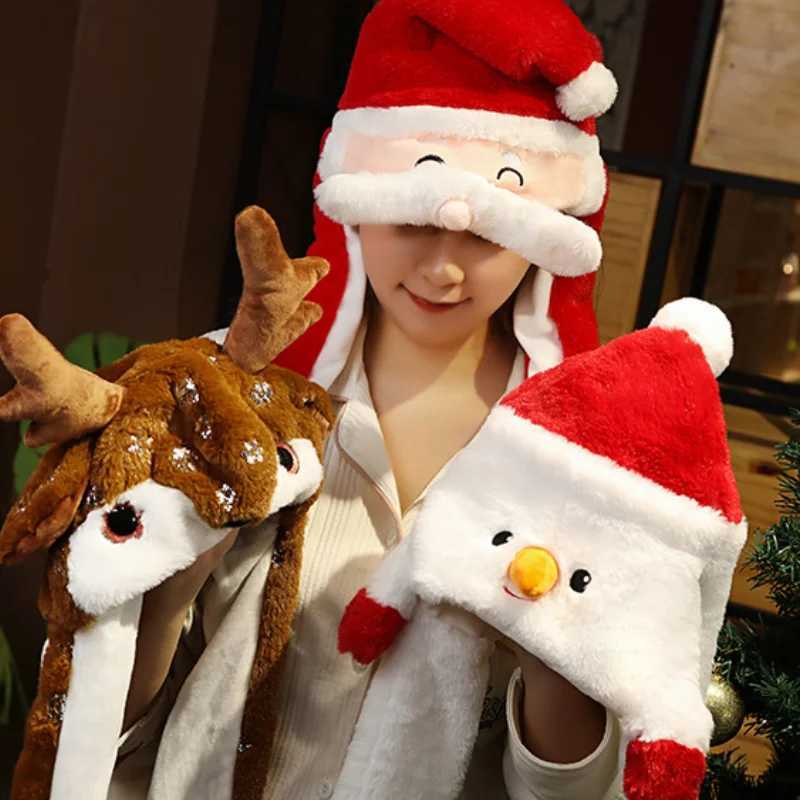Santa Hat Cosplay Costumes Animal Headgear Novelty Plush Hat Moving Ears Headwear Decorations Small Gifts Holiday Gifts H251115-image-1084811709