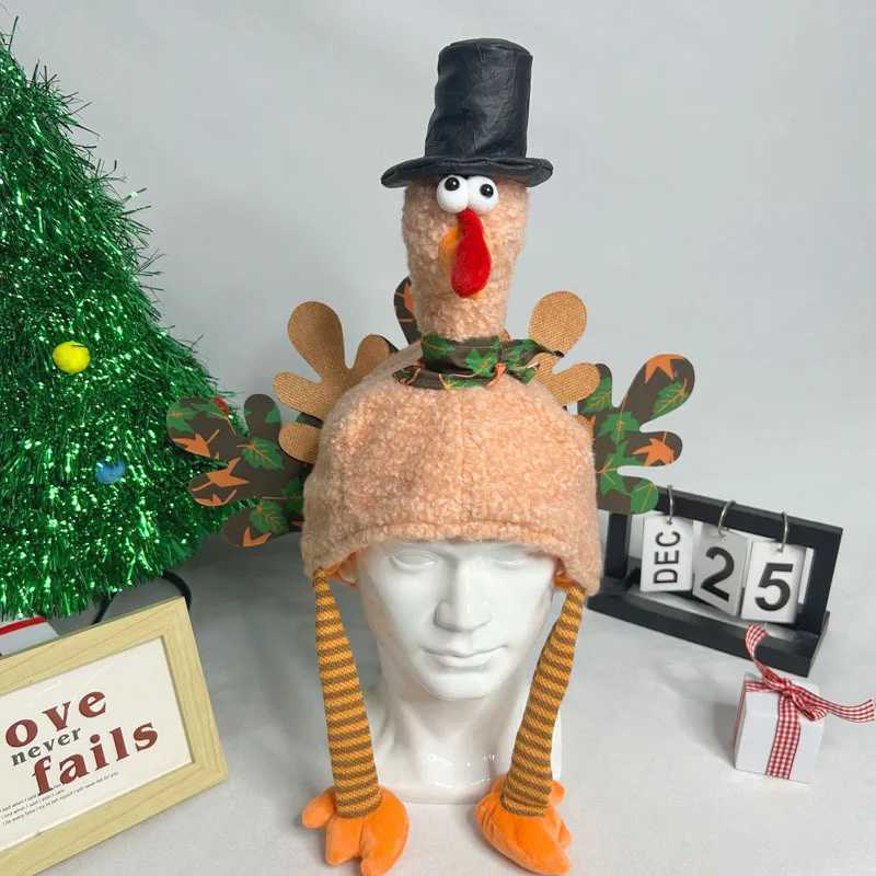 Thanksgiving Turkey Hat - Funny Plush Turkey Hat for Thanksgiving Party Costume Decoration H251115-image-1084811060