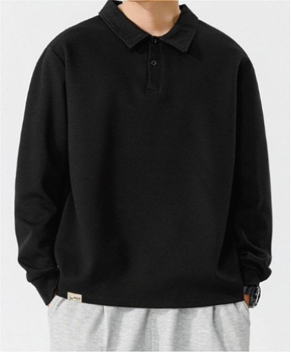 H313 Men Long-sleeved Autumn and Winter Heavy Loose Solid Youth Casual