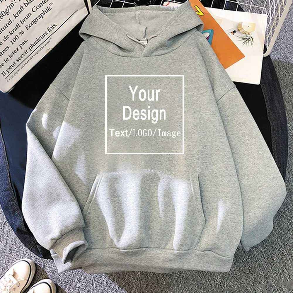 Hoody DIY Your Design Text//Image Casual Streetwear Women Oversized Sweatshirt Couple Clothes Sudaderas Para Mujer PulloversT251114