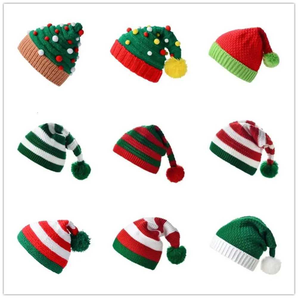 New Creative Knitted Cap Winter Warm Xmas Decoration Santa Adult Cap Simple Style Unisex Xmas Hat H251115-image-1084810442