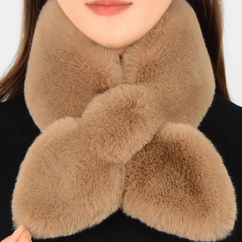 2026 Korean Winter Faux Rabbit Fur perfume Women cologne Girls Scarf Soft Plush Scarves Solid Color Neck Collar Warmer Stuff Christma Gifts Designer