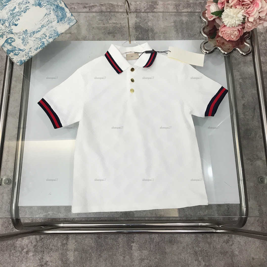 Top Short sleeve Polo shirt Grid logo jacquard baby lapel tee kids designer clothes child tshirt boys girls T-shirts A236X07N056-a-image-1053659091