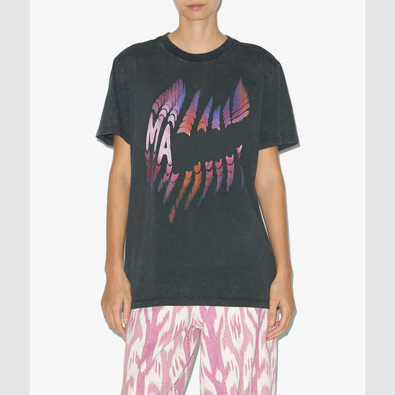 Women Designer Washed T Shirt Casual Fashion Round Neck Tees Straight Short Sleeve T-shirt-image-852951944