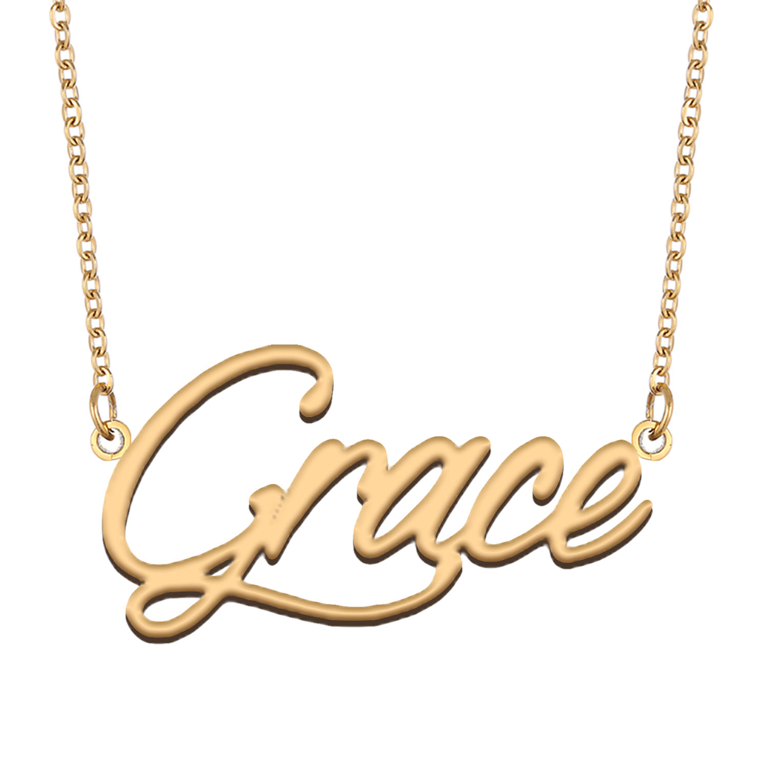 Grace Personalized Name Necklace for Women Stainless Steel Nameplate Necklaces - 18K Gold Plated Minimalist Jewelry Gift for Her-image-231174630