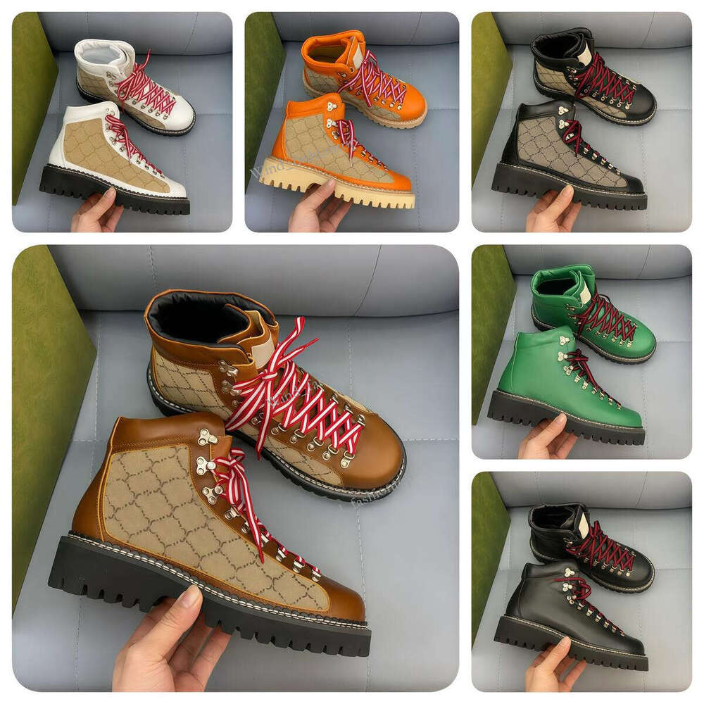 Designer casual shoes north puffer men booties Leather Winter Round Toe Lace-up Short Platform green orange various styles