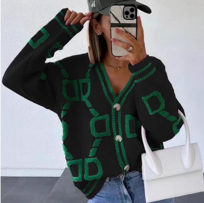 Chandails pour femmes Cardigan tricoté en vrac Pull de designer décontracté Col en V Goutte d'épaule Manches Femme Chic Crochet Vêtements d'extér