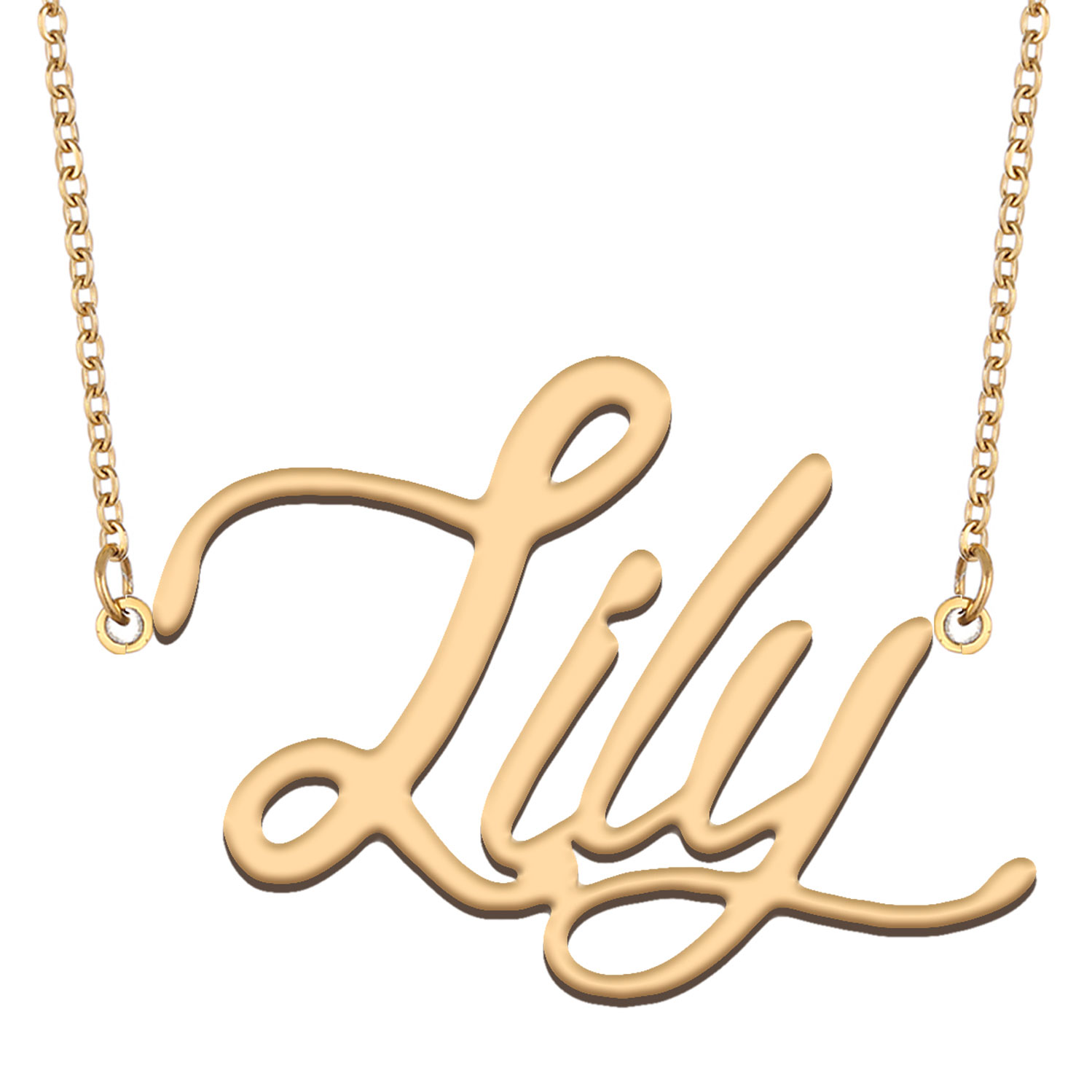 Lily Personalized Name Necklace for Women Stainless Steel Nameplate Necklaces - 18K Gold Plated Minimalist Lightweight Jewelry Gift for Her-image-231273815