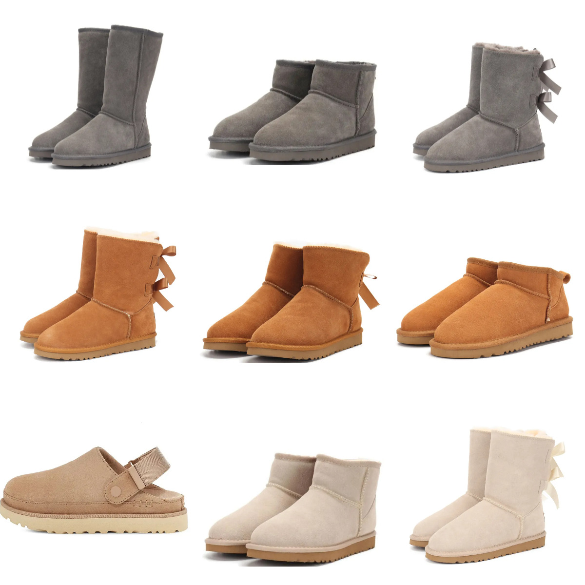 Designer Australia Snow Short Boots Classic Ultra Mini Winter Warm Women Outdoor Shoe Grey Maroon Men Fur Sheepskin Chestnut Sand Brown Winter Ankle