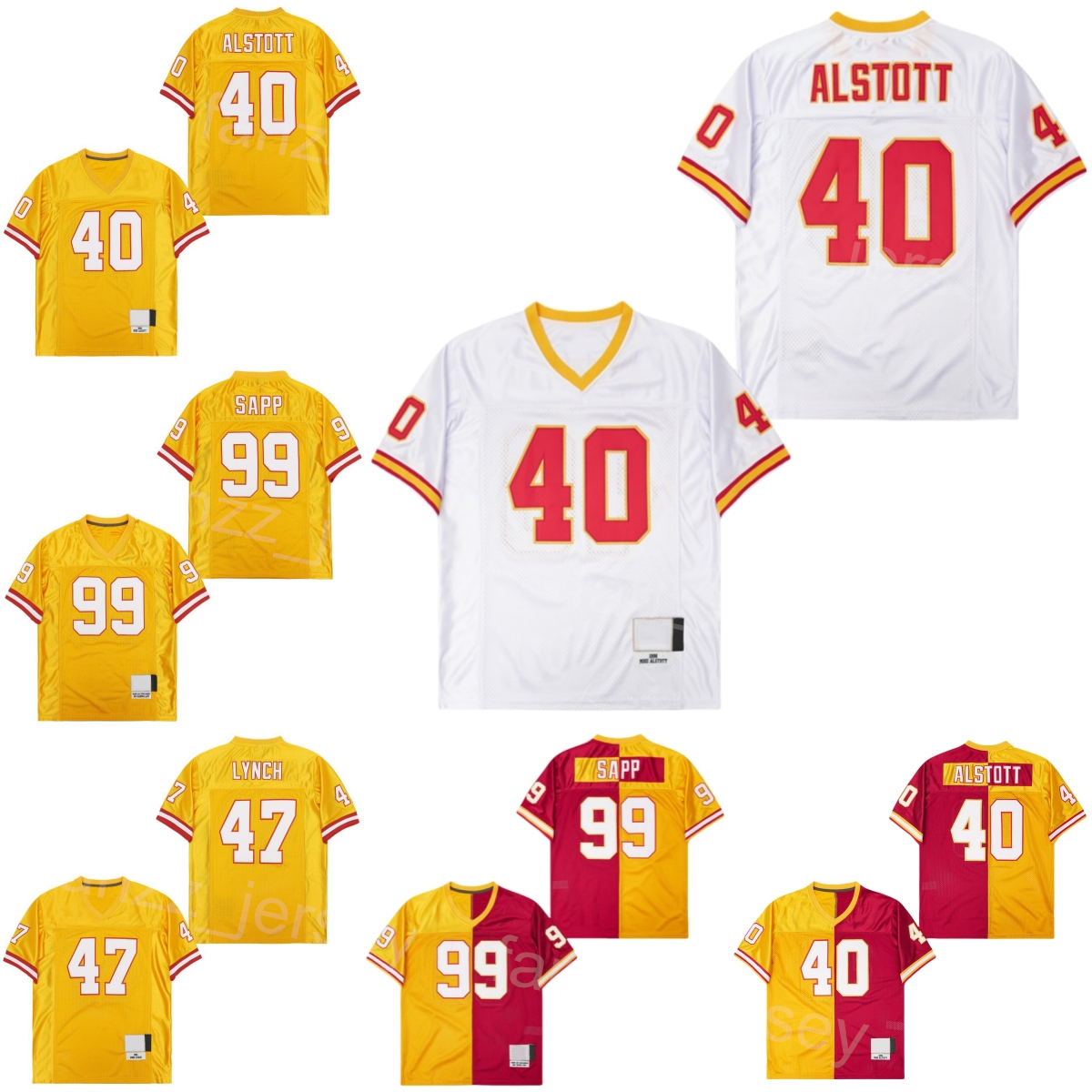 Mens Retro Football 40 Mike Alstott Jersey Vintage 99 Warren Sapp 47 John Lynch Red Yellow White Throwback For Sport Fans All Stitched Breathable To