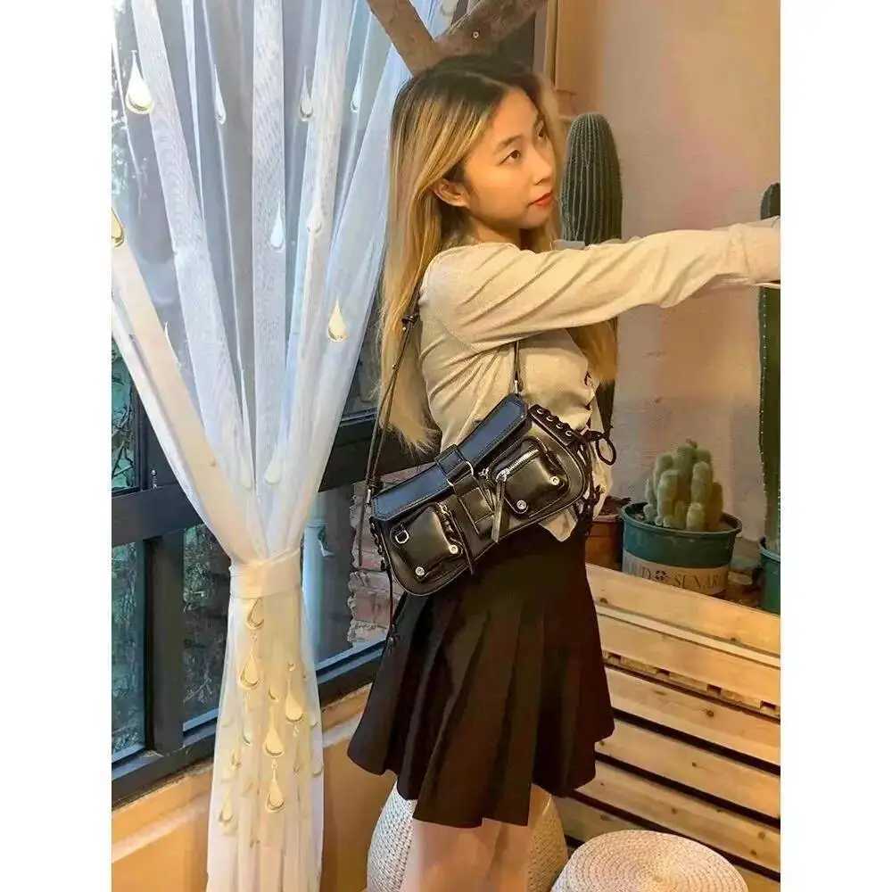 Vintage Y2k andbags Bloom Women 2023 ot aruku Pockets Solid Soulder Female Causal Black Underarm BagW251115 M260805