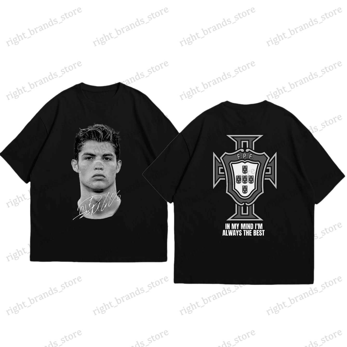 Cristiano Ronaldo T-shirt de football homme coton imprimé manches courtes style décontracté