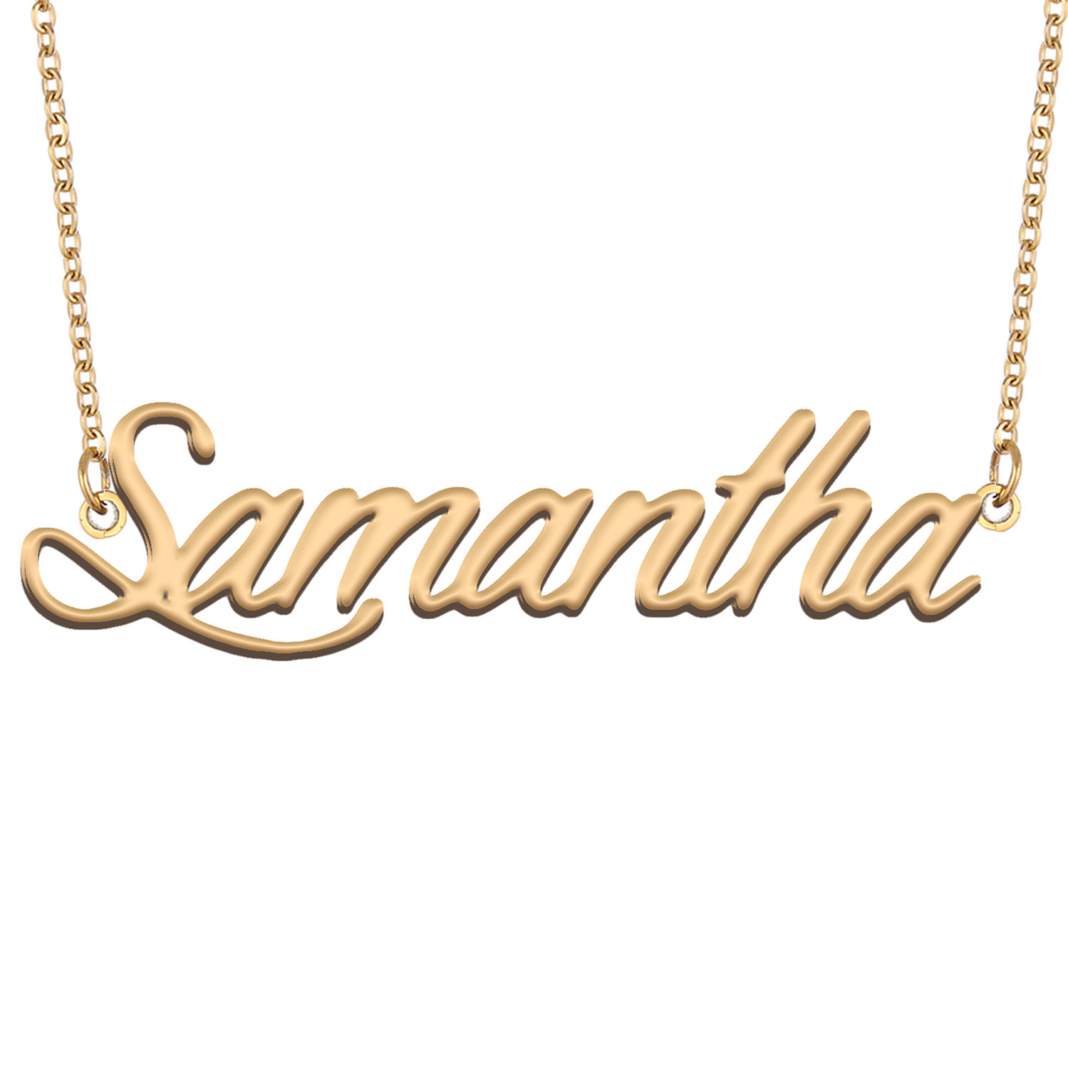 Name necklace for women letter font Tag " Samantha " Stainless Steel Gold and Silver Nameplate Pendant ,NL-2399-image-231006579