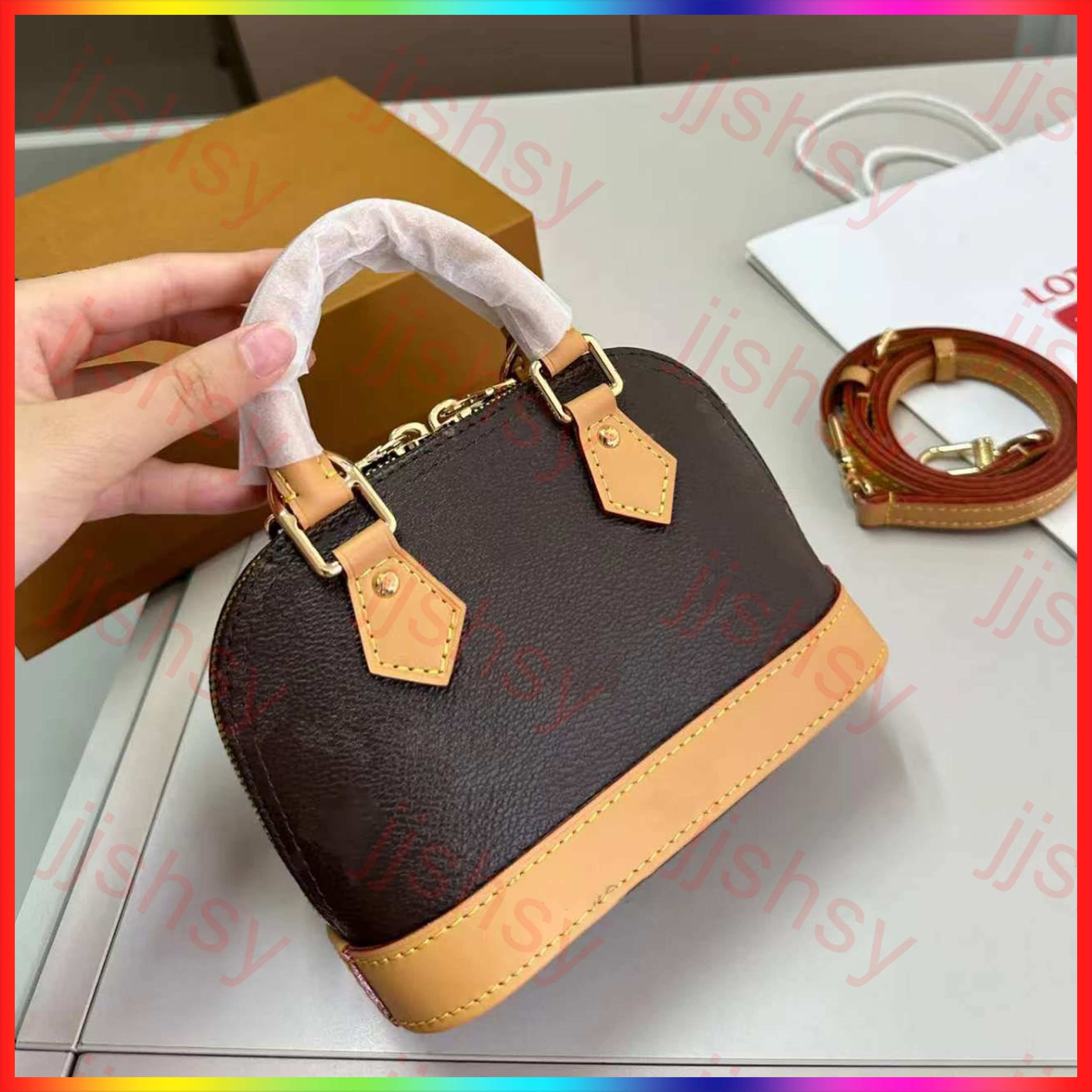 2025 Bags New Designer Bag Womens Mens Takashi Murakami Shoulder s Handbag Shell Tote Carryalls Clutch Travel Bucket Pochette Leather Crossbody-image-1112148543