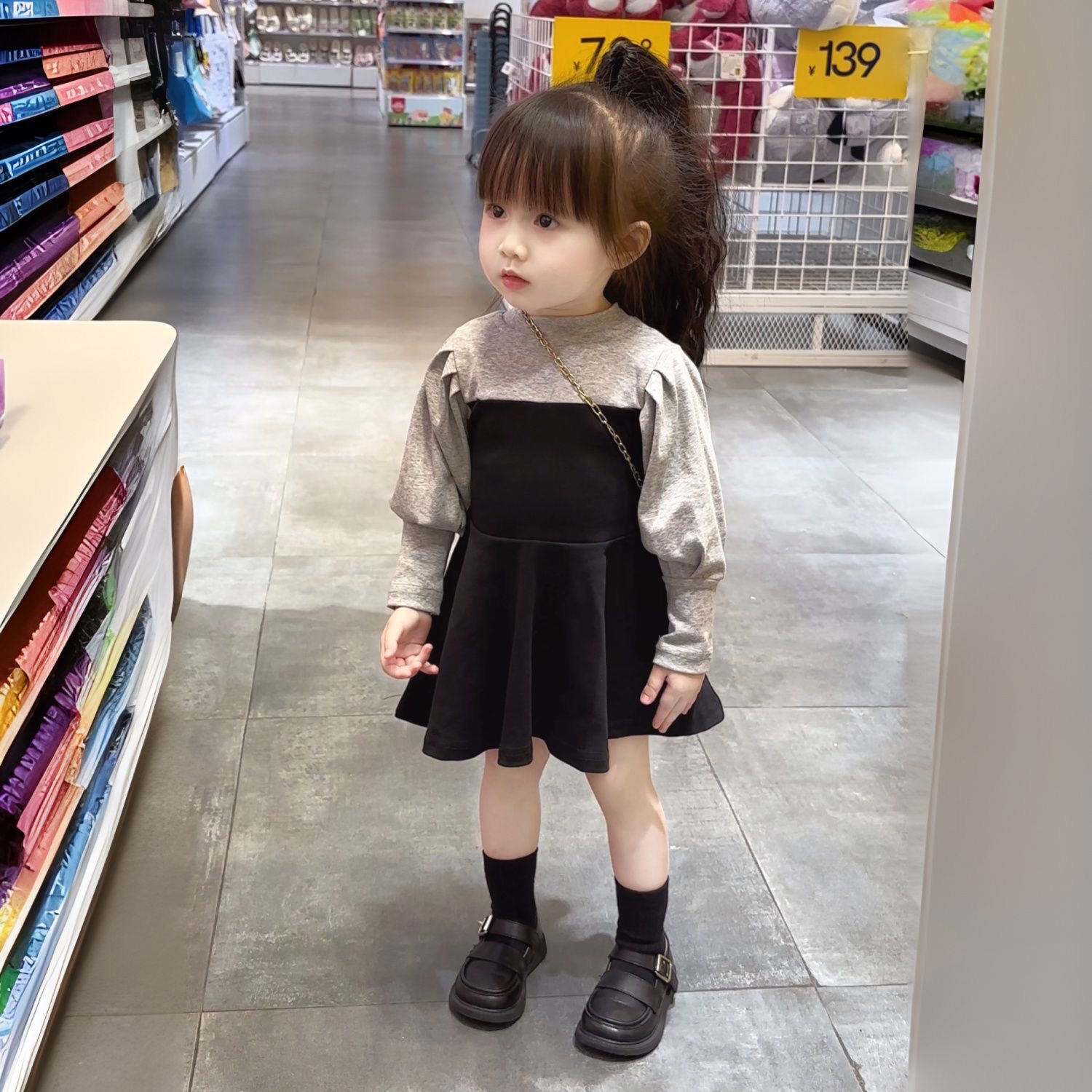 D710 Girls&#039; dresses, autumn/winter 2024 new style, fashionable and stylish, little baby princess dress, children&#039;s clothes, long-sleeve-image-1084900161