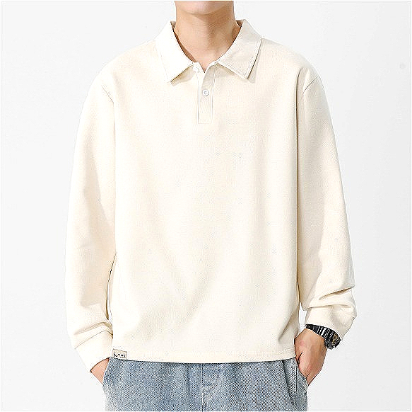 H323 Men Long-sleeved Autumn and Winter Heavy Loose Solid Youth Casual