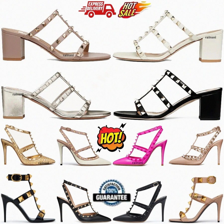Designer Spikes High Heels Dress Shoes Women Womens Black White Pink Spikes Brand Rivet Brest wedding PointedUxFF#