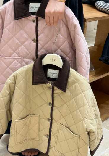 2025 Winter New Style Girls' Collarless Lightweight Checkered Blazer in Cotton H251023-image-1081307599