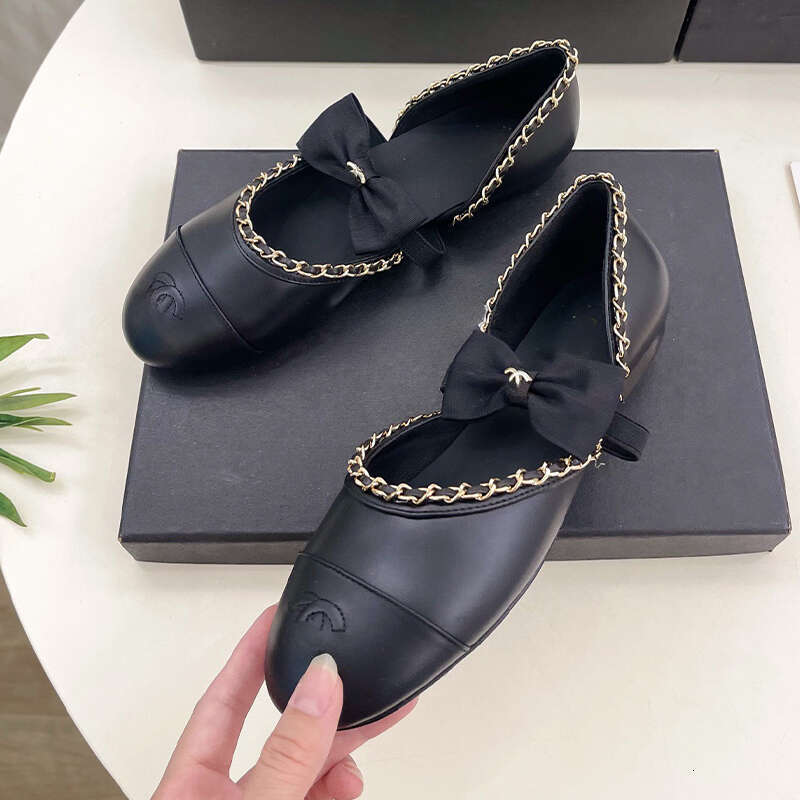 Haute qualité nouveau bout rond en cuir véritable Bow Mary Jane Ballet chaussures plates avec une sangle mocassins femmes ballerine chaussures ha