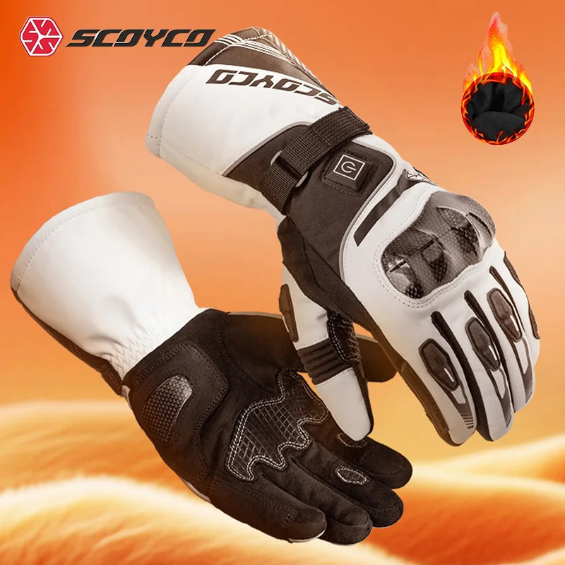 SCOYCO Motorcycle Gloves Winter Warm Electric Heating Gloves Waterproof Windproof USB Charge Heated Full Finger Motocross Gloves 251111
