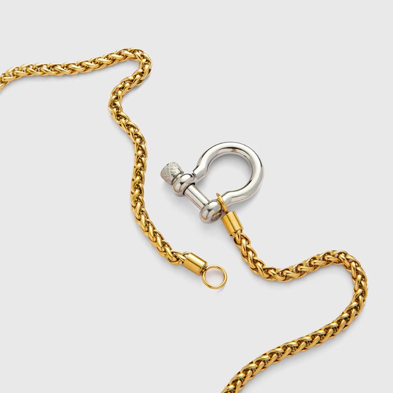Non Tarnish Waterproof Jewelry 18K Gold Plated Stainless Steel Rope Chain Choker Necklace Two Tone Horseshoe Necklace
