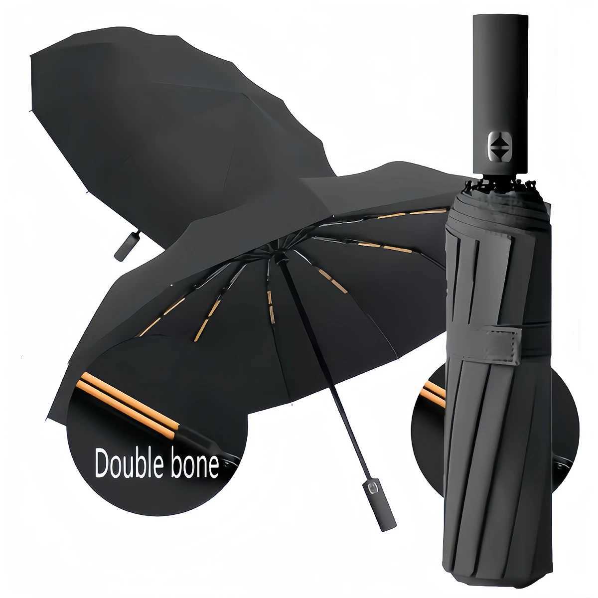 24 bone solid color fully automatic umbrella folding large format outdoor sunshade and UV protection fully automatic umbrella h H251117-image-1084970651