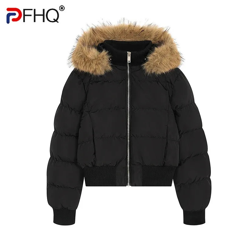 PFHQ Trendy Men Hooded Padded Coat Winter American Style Parkas Detachable Fur Collar Long Sleeve Short Jacket 21E7878 251113