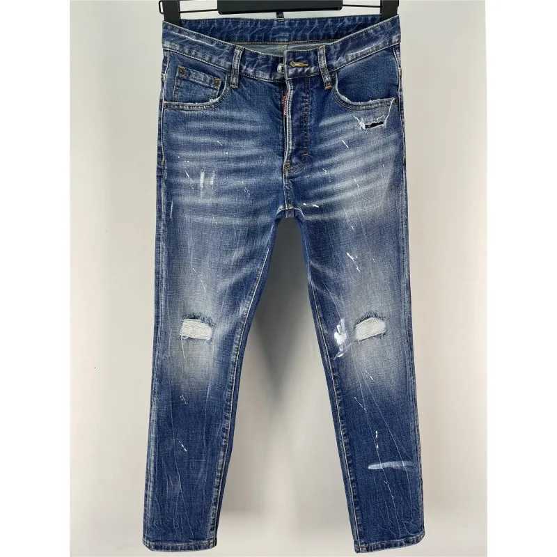 Men Classic Skinny Blue Denim Jeans Man Italian Style Stretch Ripped Denim Pants Quality Male Slim Fit Denim Trousers Size 38W251117