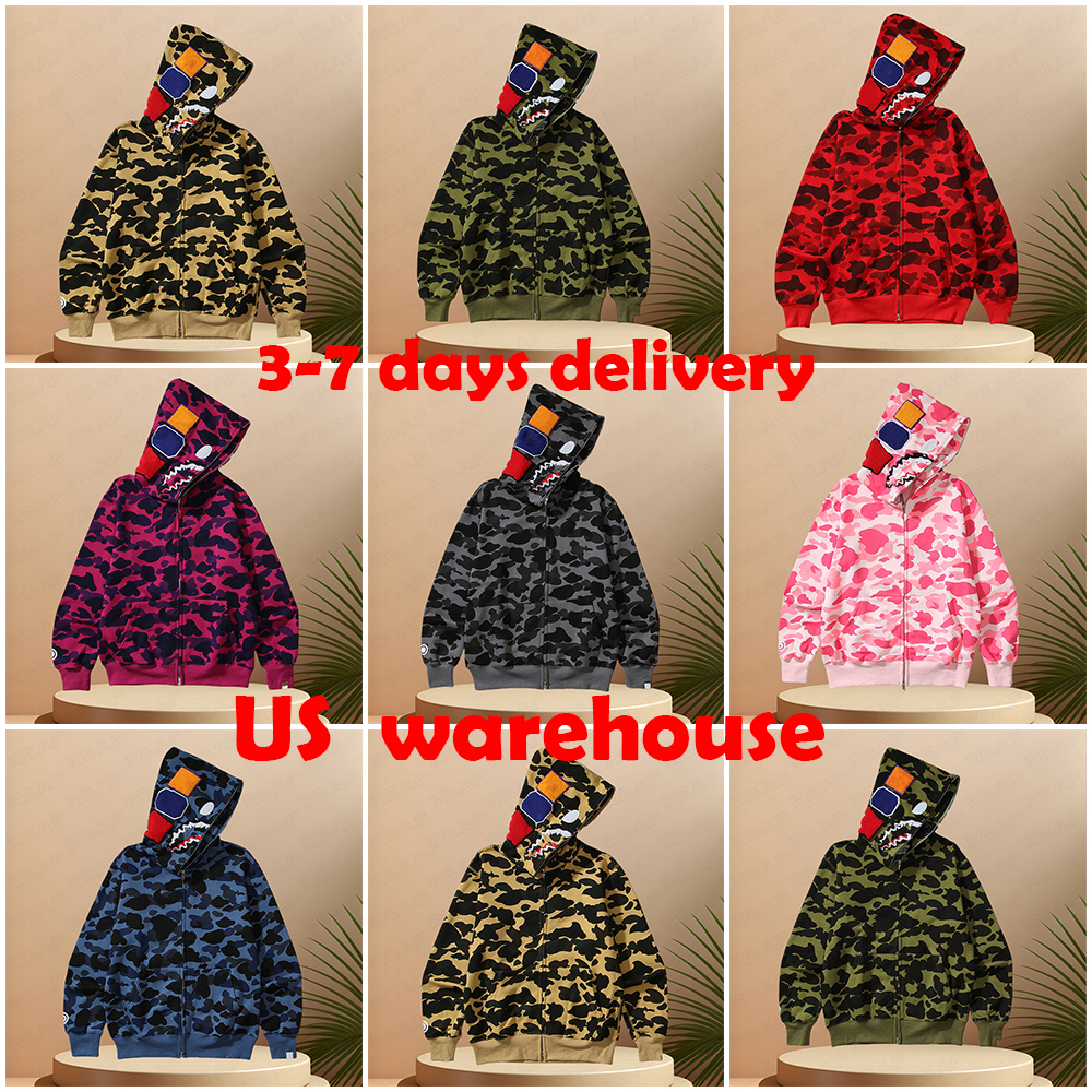 Men&#039;s shorts designer hoodie mens women Camouflage jacket Jogger Zipper Shark japanese fashion sportwear Brand hooded sweatshirt tracksuit-image-846573550