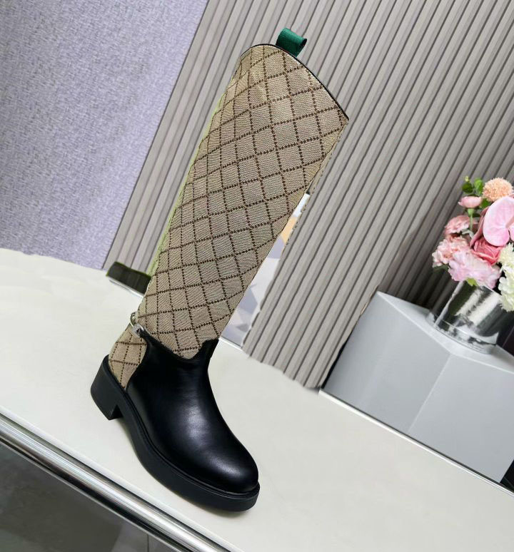 Bottes à talons bas en cuir véritable pour femmes, à la mode, boucle en métal, fermeture éclair, talons hauts, défilés de mode, fêtes, randonnées