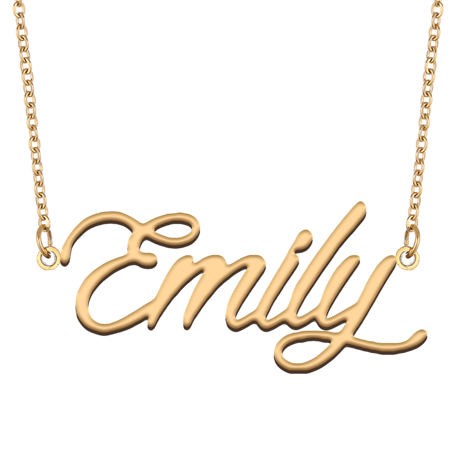 Emily Personalized Name Necklace for Women Stainless Steel Nameplate Necklaces - 18K Gold Plated Minimalist Jewelry Gift for Her-image-230879309